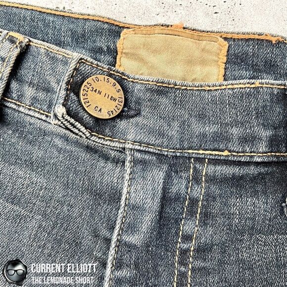 CURRENT ELLIOTT LEMONADE JEAN SHORTS SUN-FADED DENIM MINI SHORTS SIZE 24 / 0 NEW - Picture 4 of 13